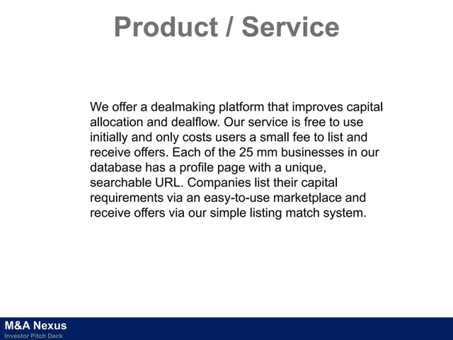 Product / solution slide 7 from M&A Nexus