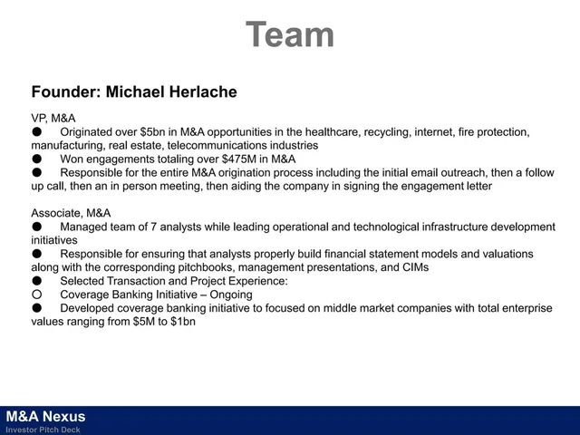 Team slide 10 from M&A Nexus