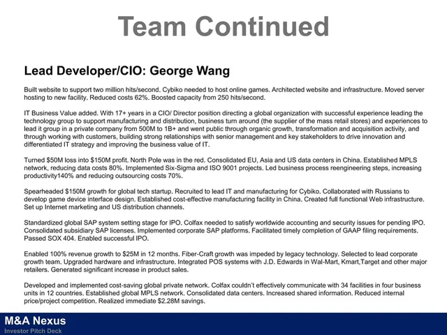 Team slide 11 from M&A Nexus