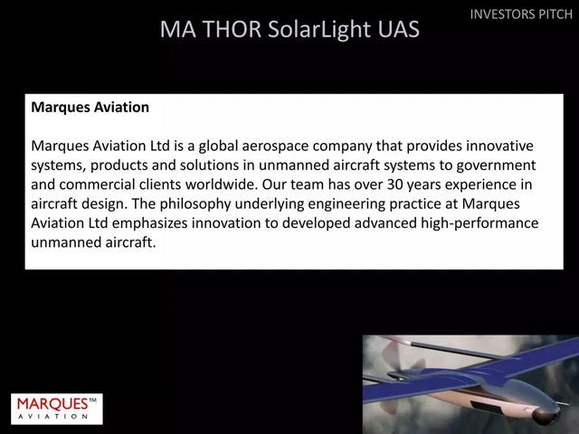 Company overview slide 3 from Marques Aviation Ltd