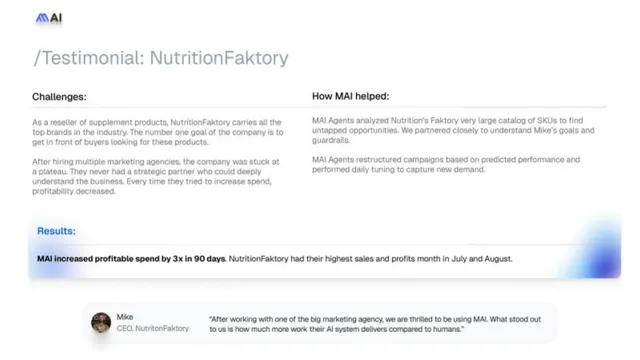 Reviews / testimonials / feedback slide 7 from MAI