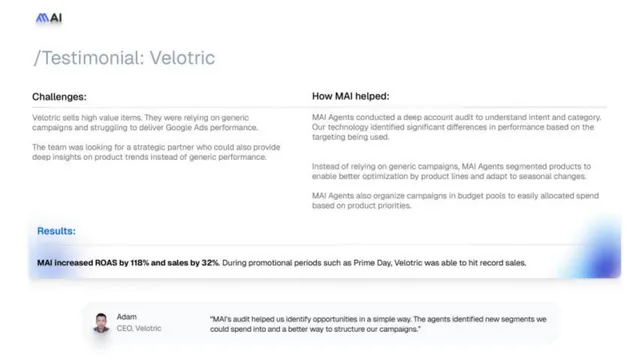 Reviews / testimonials / feedback slide 8 from MAI