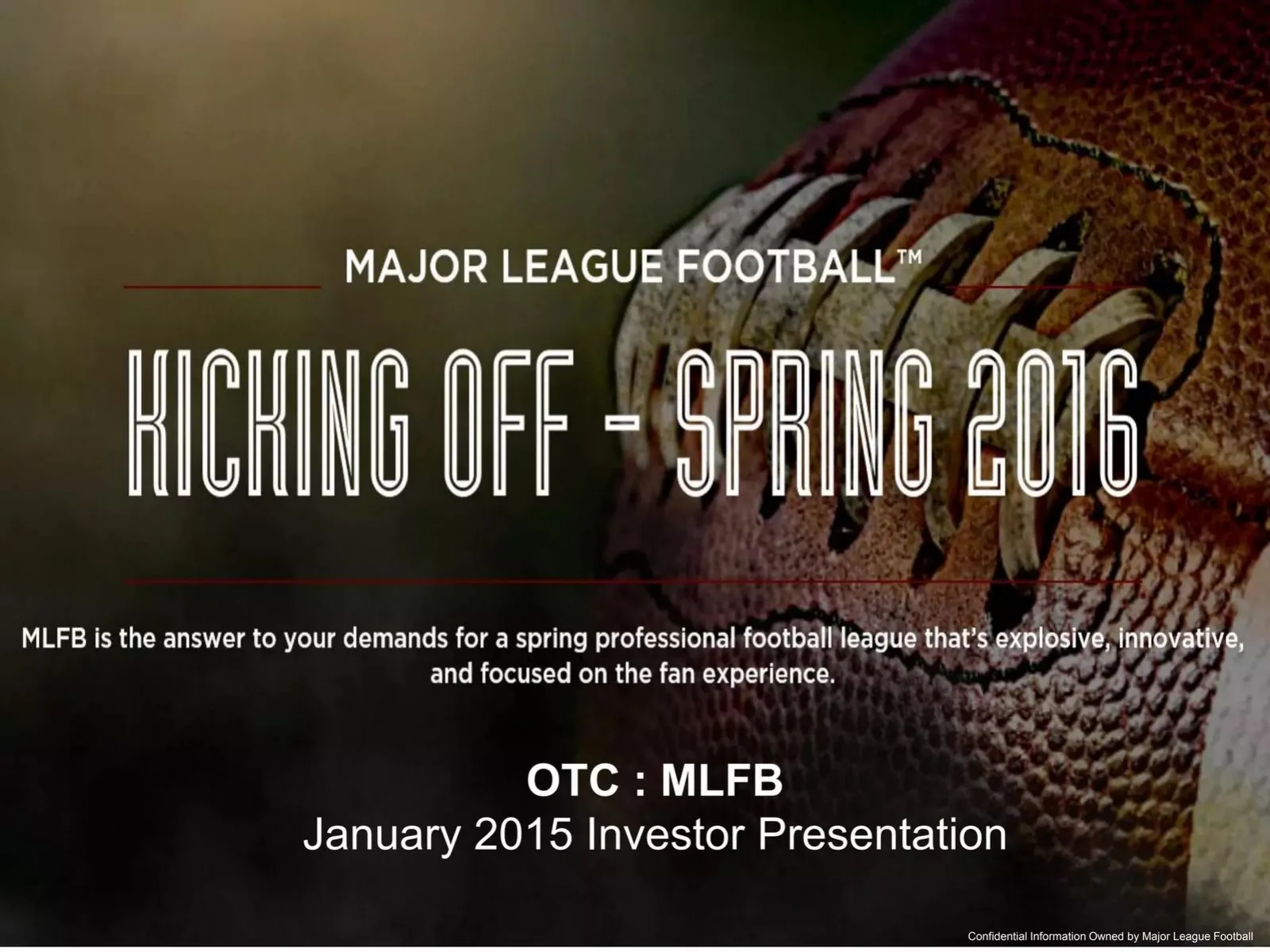 Major League Football (MLFB) pitch deck slide