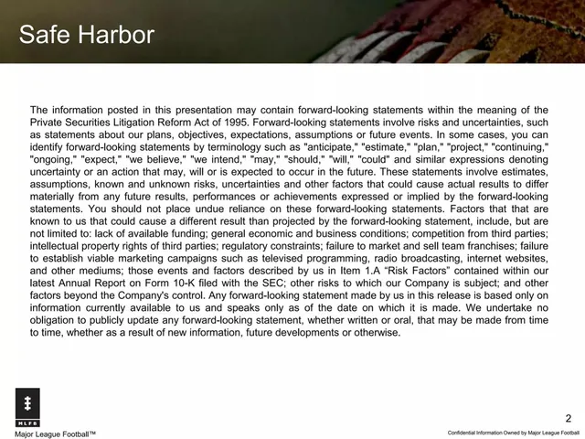 Disclaimer slide 2 from Major League Football (MLFB)