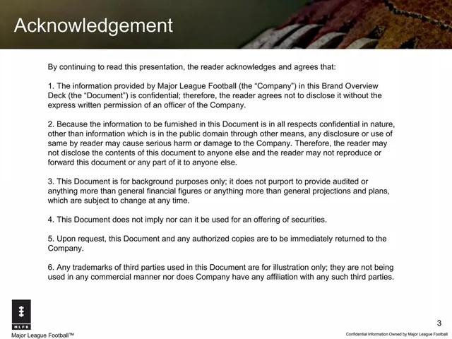 Disclaimer slide 3 from Major League Football (MLFB)