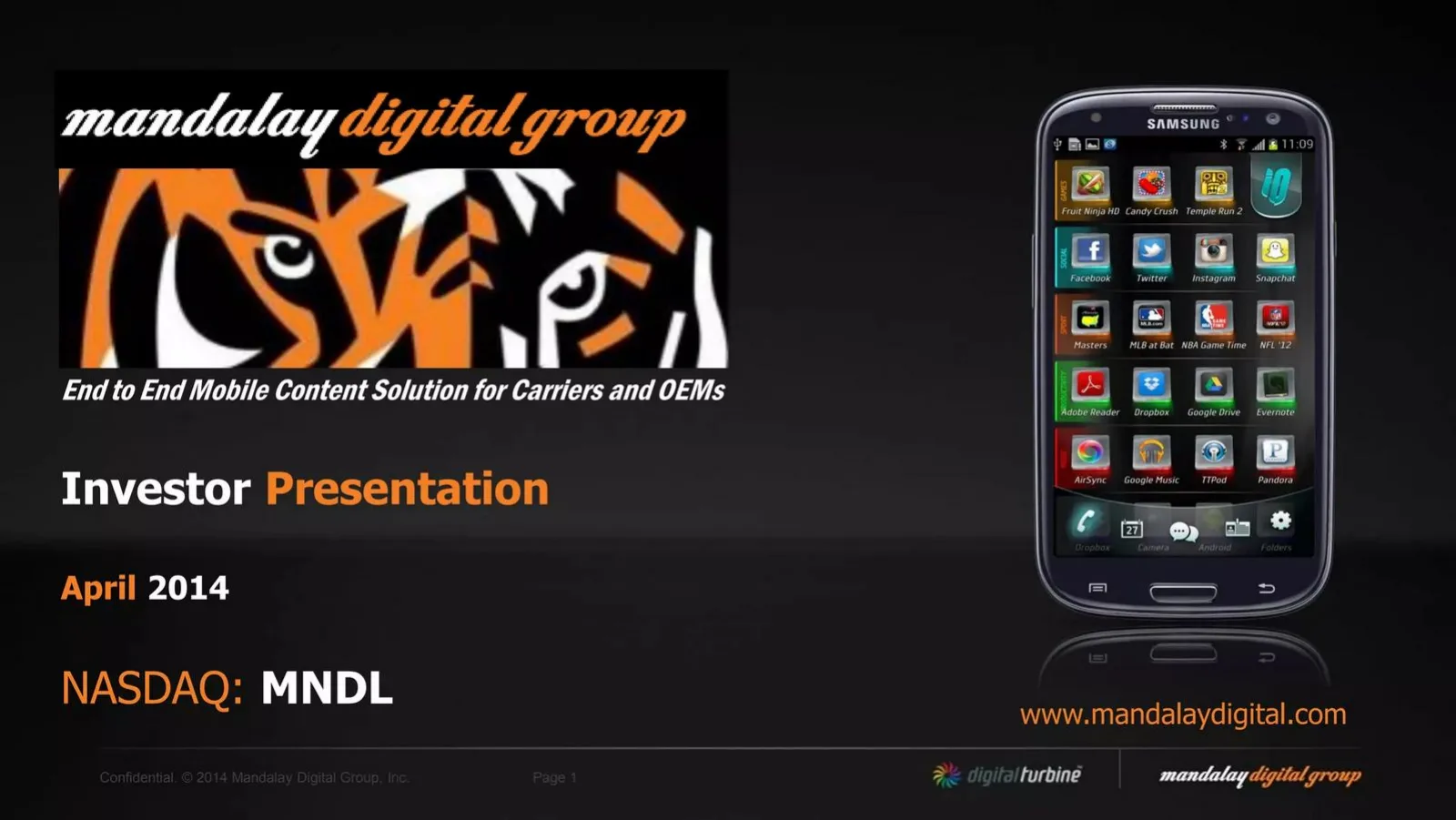 Mandalay Digital Group (now Digital Turbine) pitch deck slide