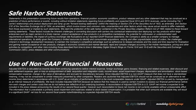 Disclaimer slide 2 from Mandalay Digital Group (now Digital Turbine)