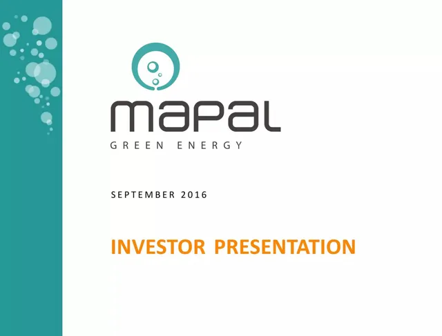 Mapal Green Energy pitch deck cover
