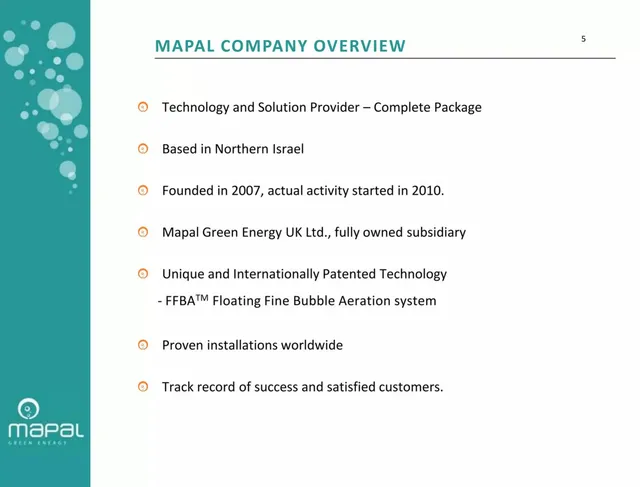 Company overview slide 5 from Mapal Green Energy