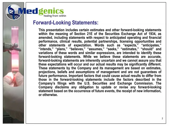 Disclaimer slide 2 from Medgenics