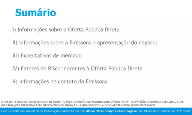 Agenda / contents slide 2 from Media Glass Soluções Tecnológicas