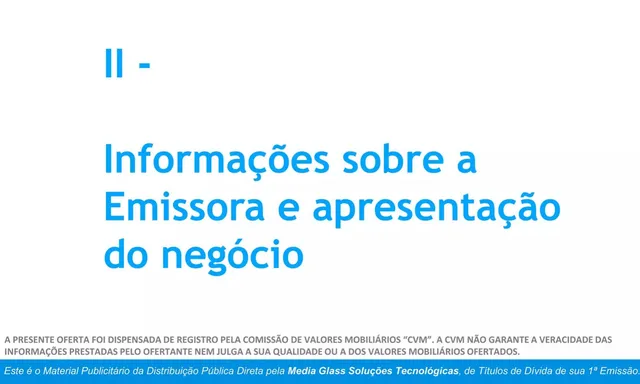 Disclaimer slide 6 from Media Glass Soluções Tecnológicas