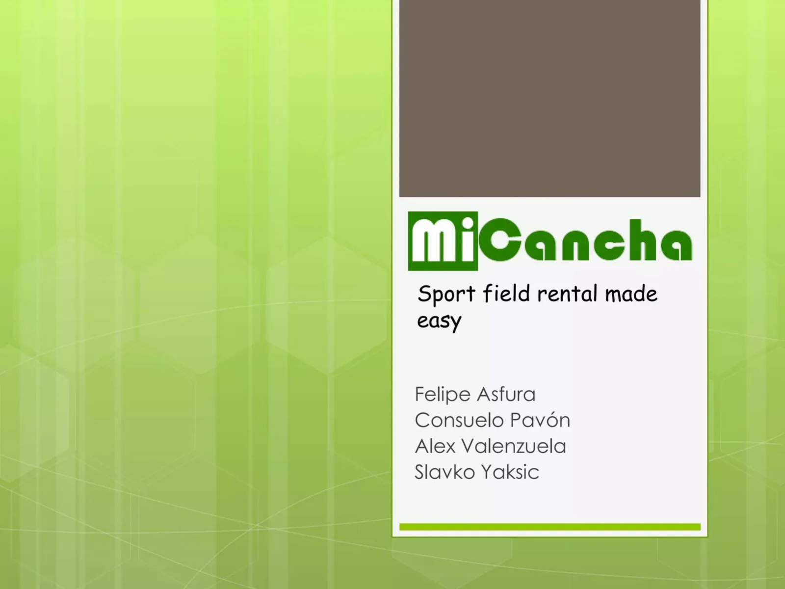 MiCancha pitch deck slide