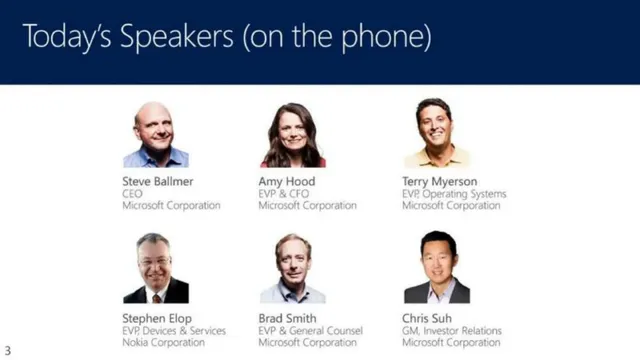 Team slide 3 from Microsoft × Nokia Acquisition