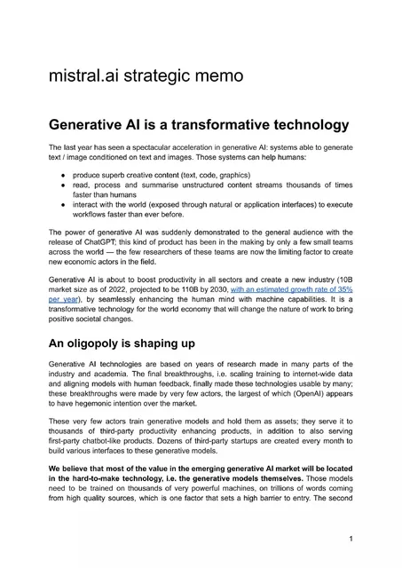 Mistral AI pitch deck cover