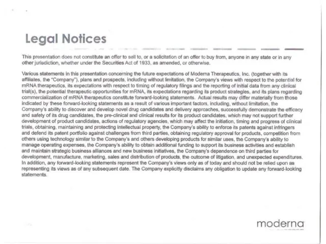 Disclaimer slide 2 from Moderna