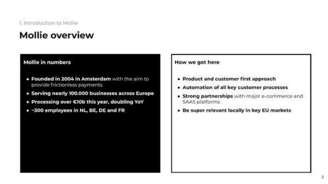 Company overview slide 2 from Mollie