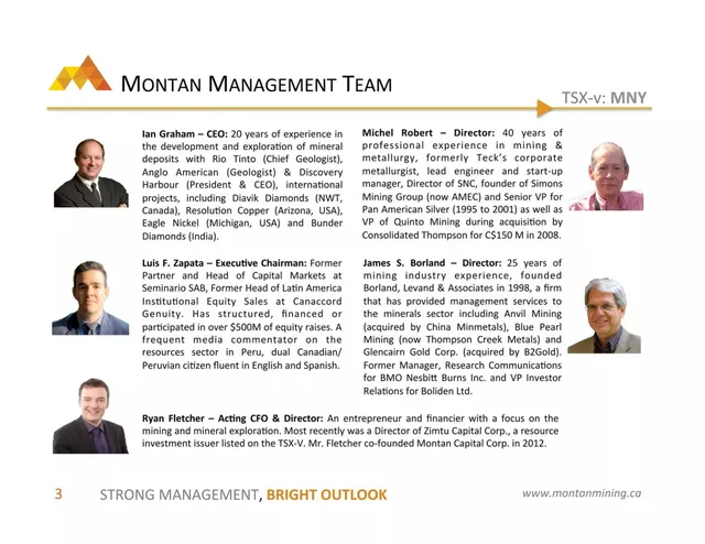 Team slide 4 from Montan Mining Corp.