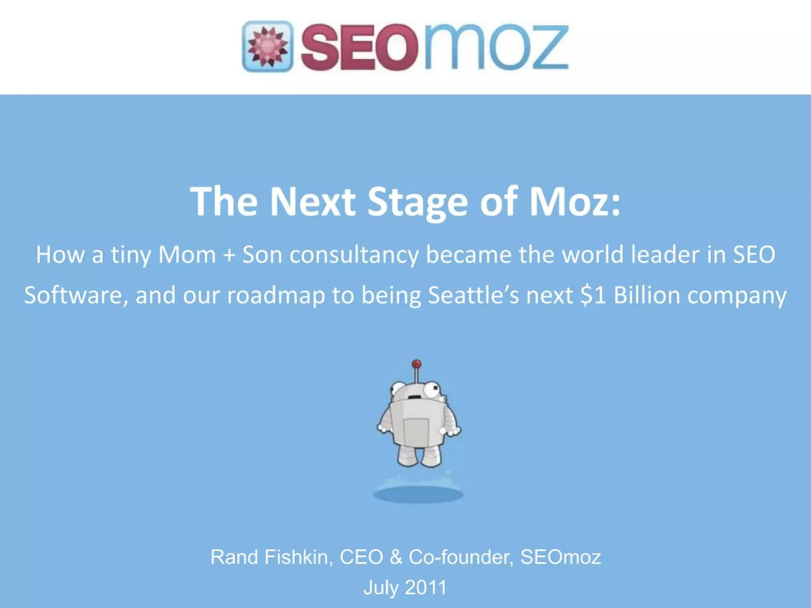 SEO Moz (now Moz) pitch deck slide
