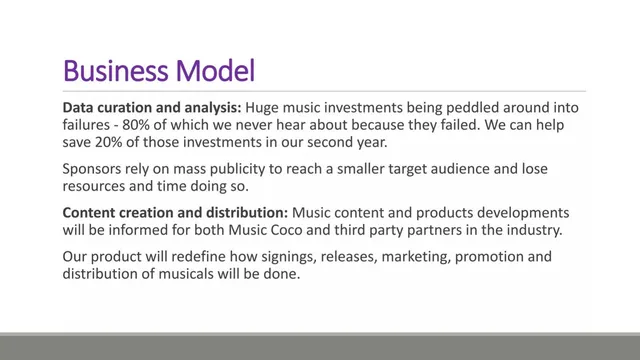 Business model / revenue streams slide 10 from Music Coco