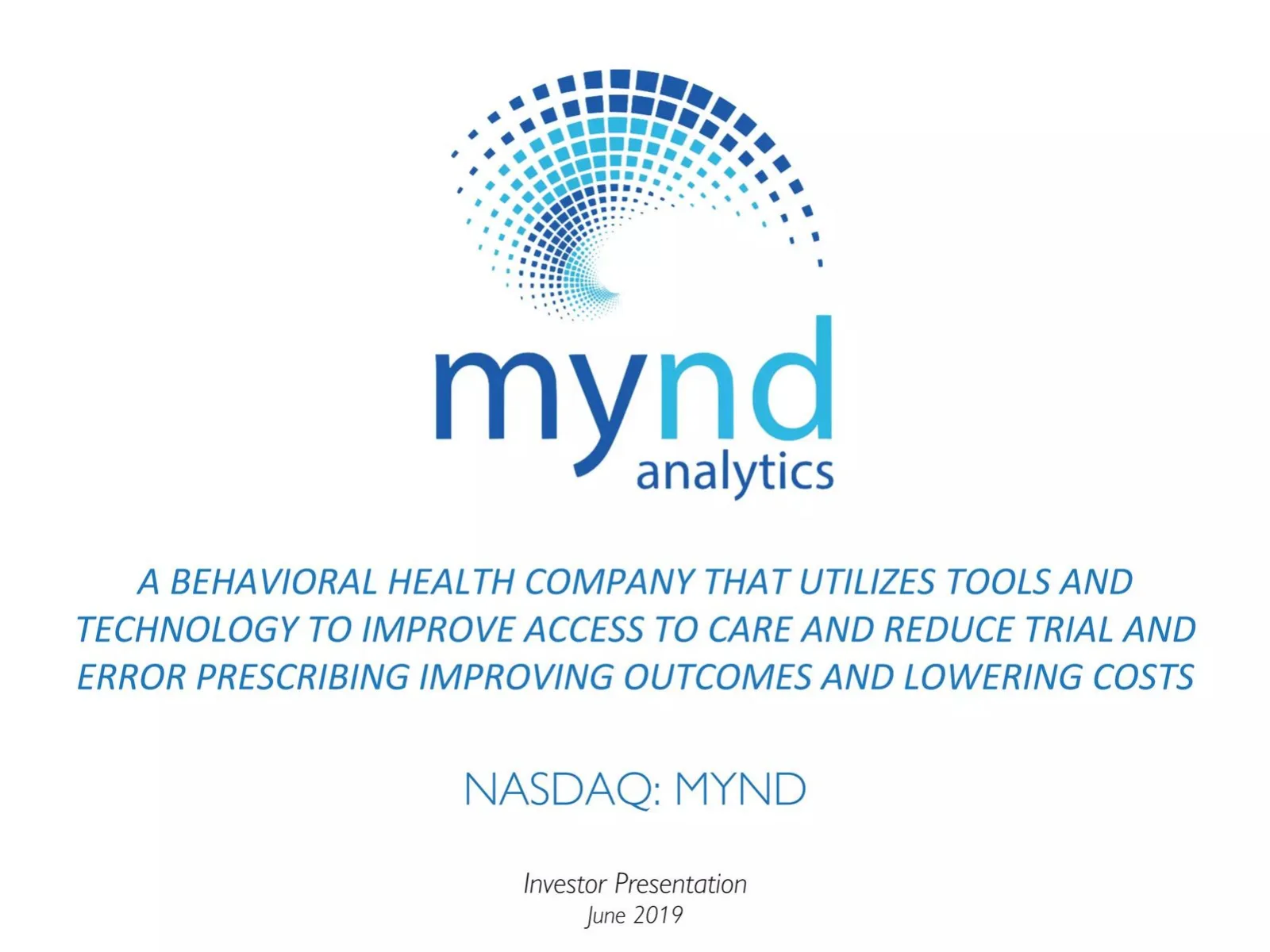 MYnd Analytics pitch deck slide