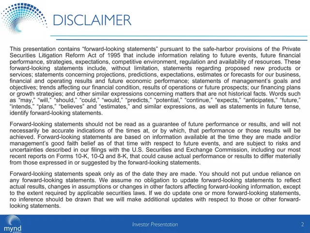 Disclaimer slide 2 from MYnd Analytics