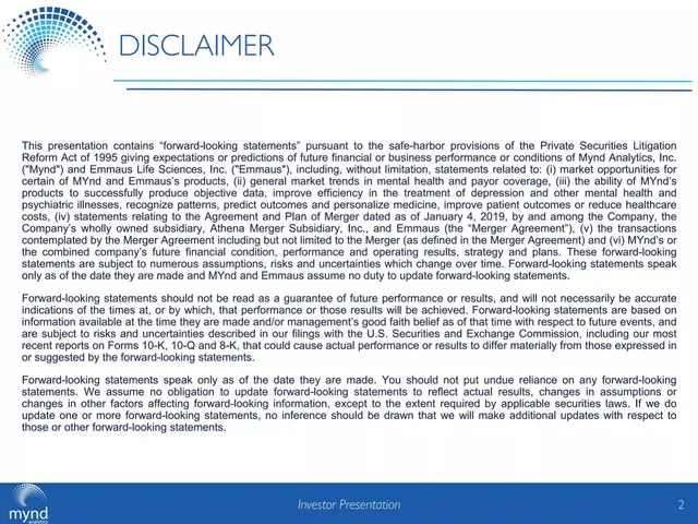 Disclaimer slide 2 from MYnd Analytics