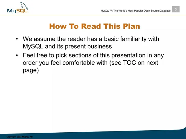 Agenda / contents slide 3 from MySQL