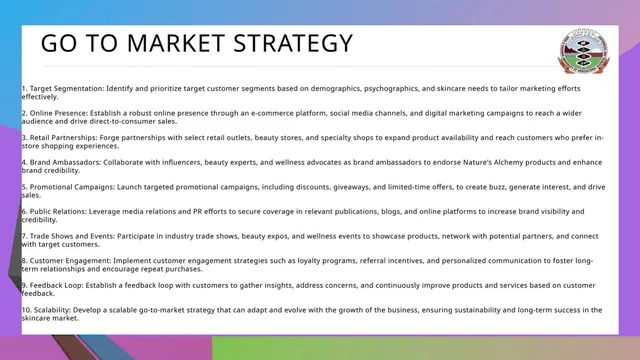 Go-to-market strategy slide 9 from Nature's Alchemy