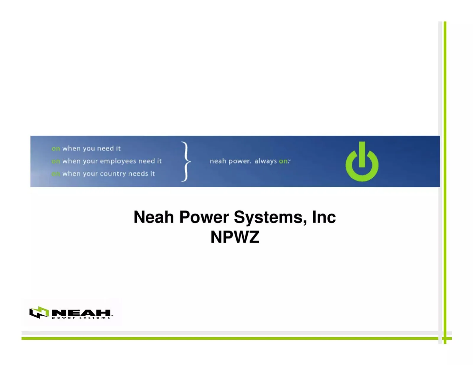 Neah Power pitch deck slide