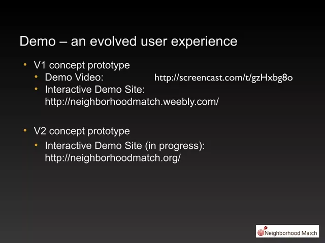 Product / solution slide 4 from Neighborhood Match