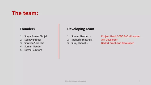 Team slide 2 from Nepsify