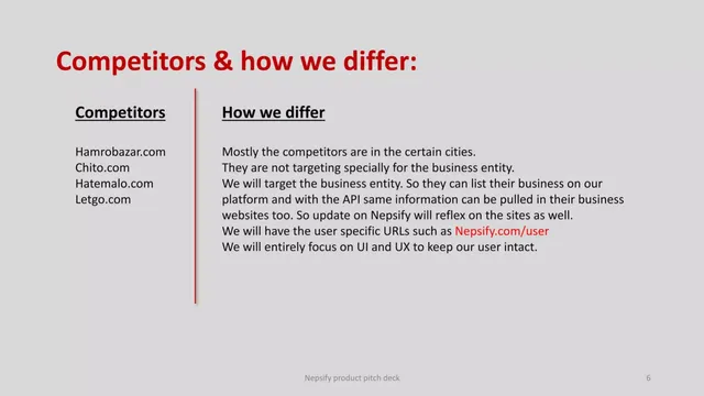 Competitors slide 6 from Nepsify