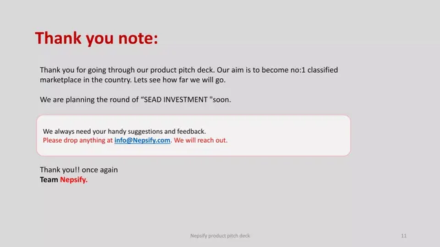 Thank you slide 11 from Nepsify
