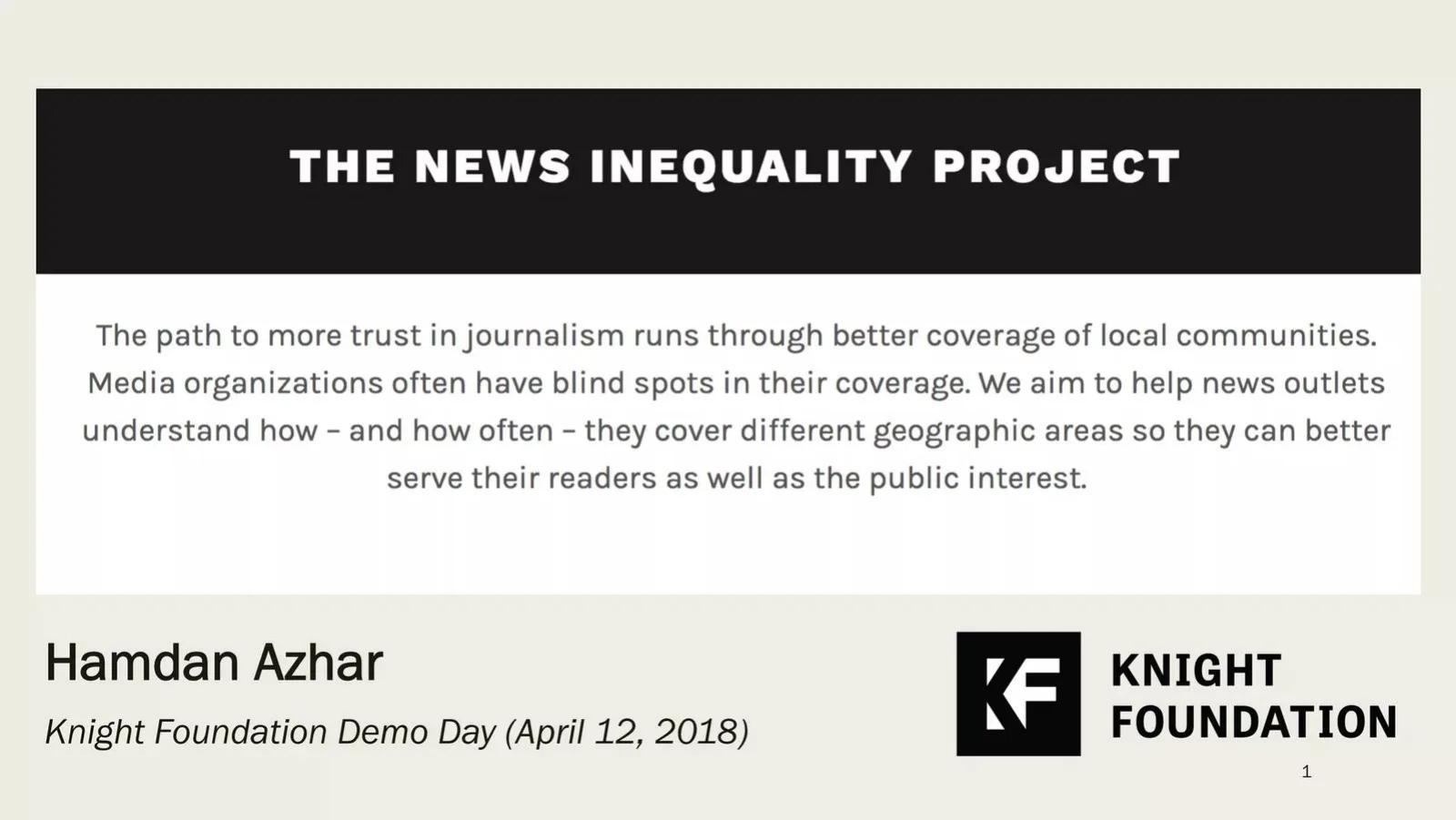 News Inequality Project pitch deck slide