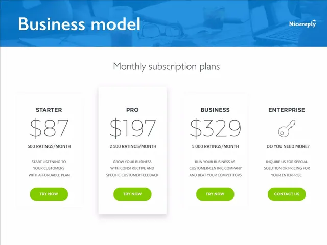 Business model / revenue streams slide 6 from Nicereply