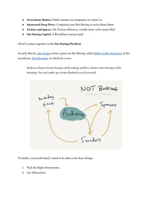 Business model / revenue streams slide 3 from Not Boring Capital Fund I