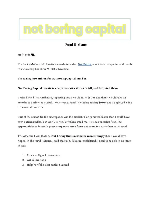 Not Boring Capital pitch deck cover