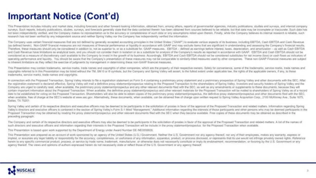 Disclaimer slide 3 from NuScale