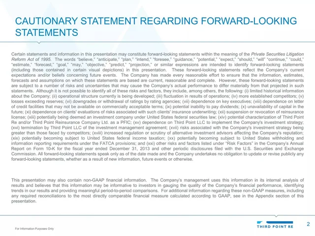 Disclaimer slide 2 from Third Point Re