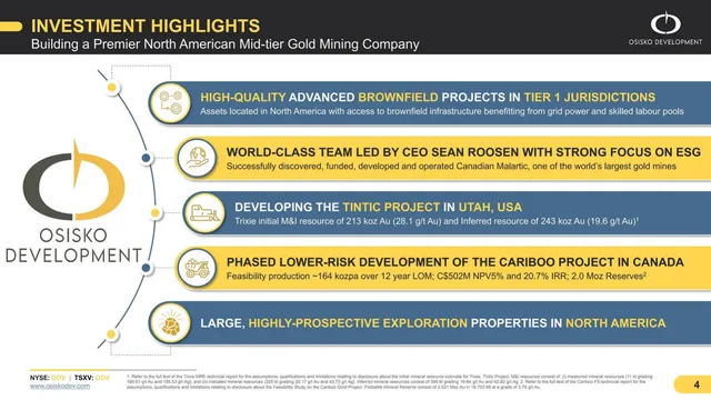 Company overview slide 4 from Osisko Development (ODV)