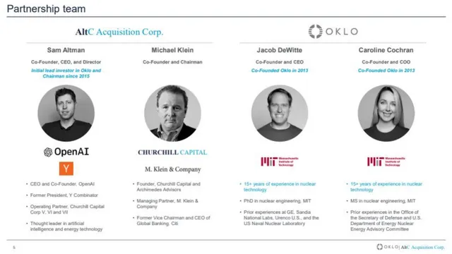 Team slide 5 from Oklo SPAC