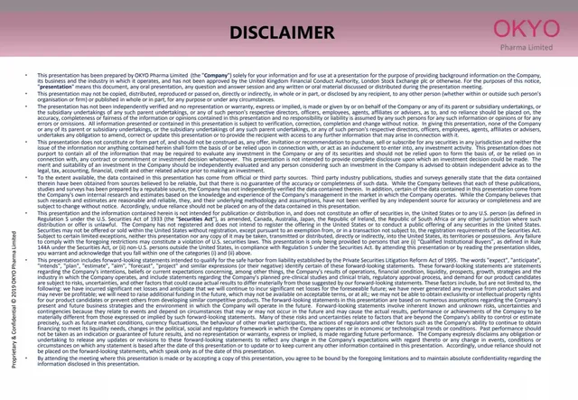Disclaimer slide 2 from OKYO Pharma