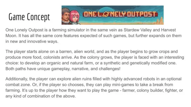 Product / solution slide 2 from One Lonely Outpost (Aurorian Studios)