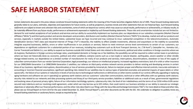 Disclaimer slide 2 from ORBCOMM