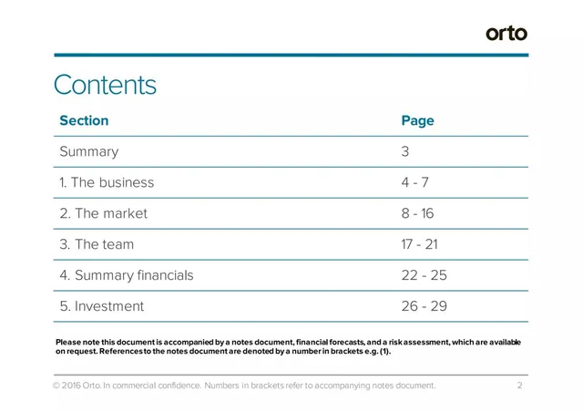 Agenda / contents slide 2 from Orto