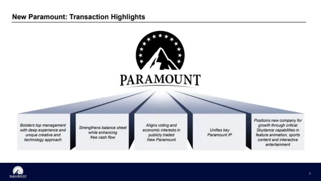 Company overview slide 8 from Skydance × Paramount Acquisition