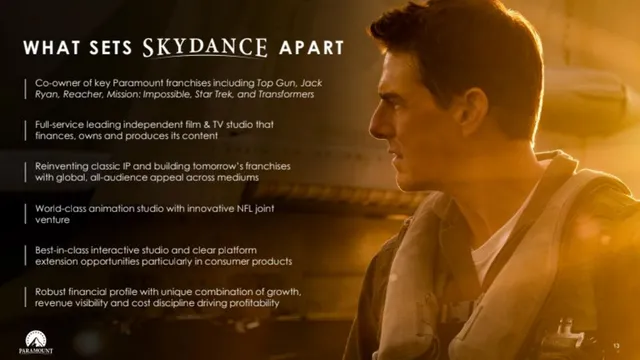 Company overview slide 14 from Skydance × Paramount Acquisition