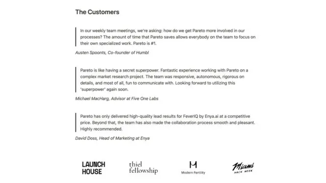 Reviews / testimonials / feedback slide 4 from Pareto