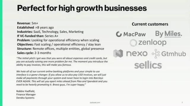 Reviews / testimonials / feedback slide 7 from Payhawk
